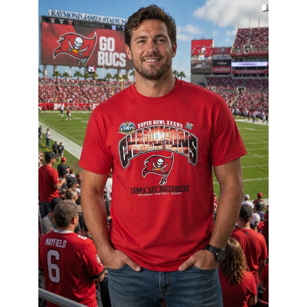 TAMPA BAY BUCCANEERS NFL Super Bowl Champions T-shirt XL Red NWOT Football -1946